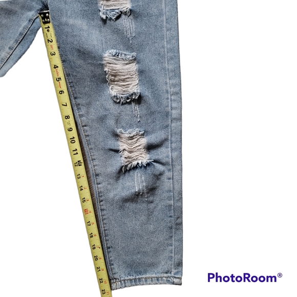 Pudr Jeans Womens Petite Light Wash High Rise Distressed Ripped Jeans Size XS - Picture 5 of 9
